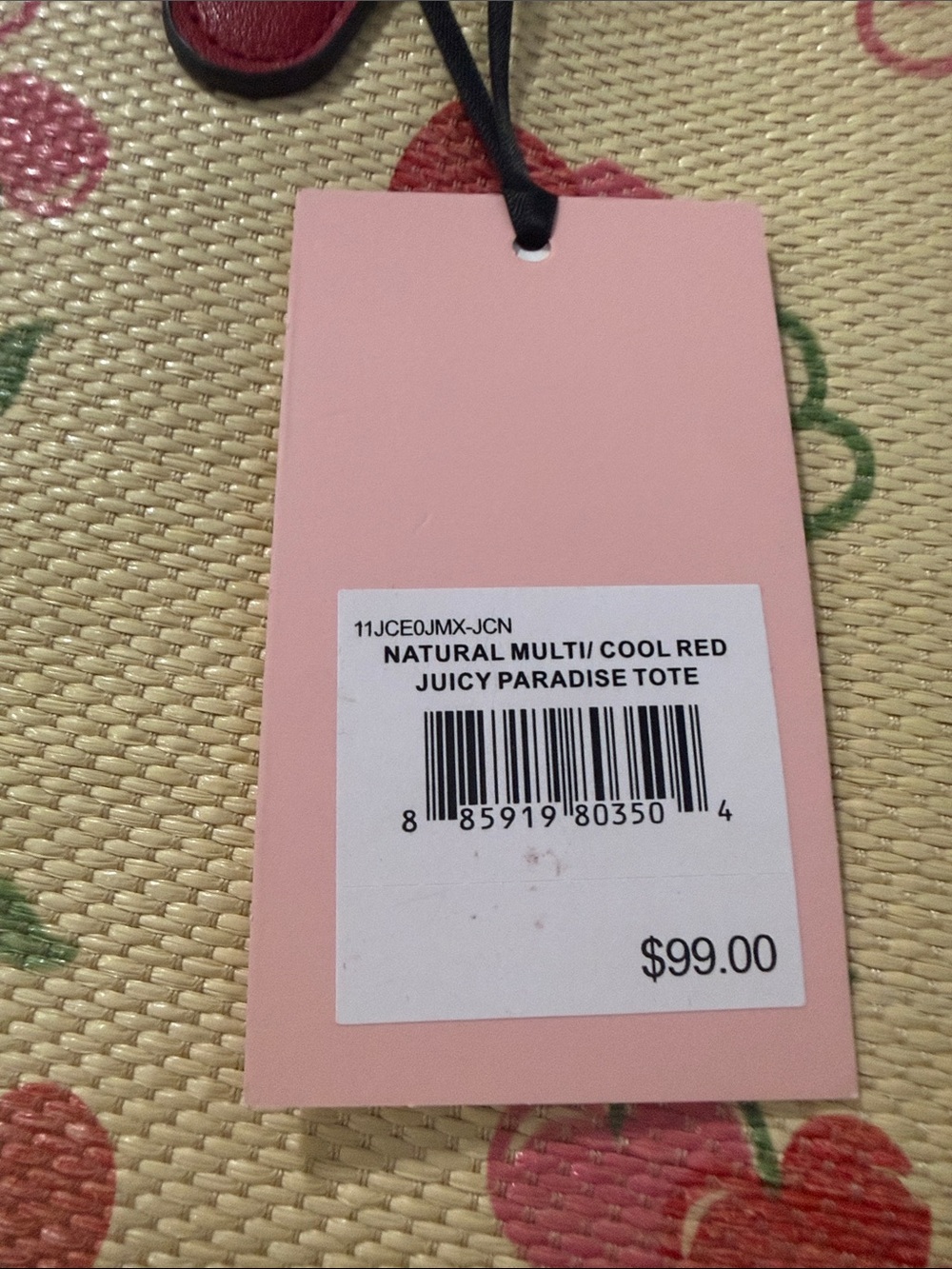 NWT Juicy Couture JUICY PARADISE Cherry Tote Bag Cherry Heart Bag Charm - Picture 8 of 8